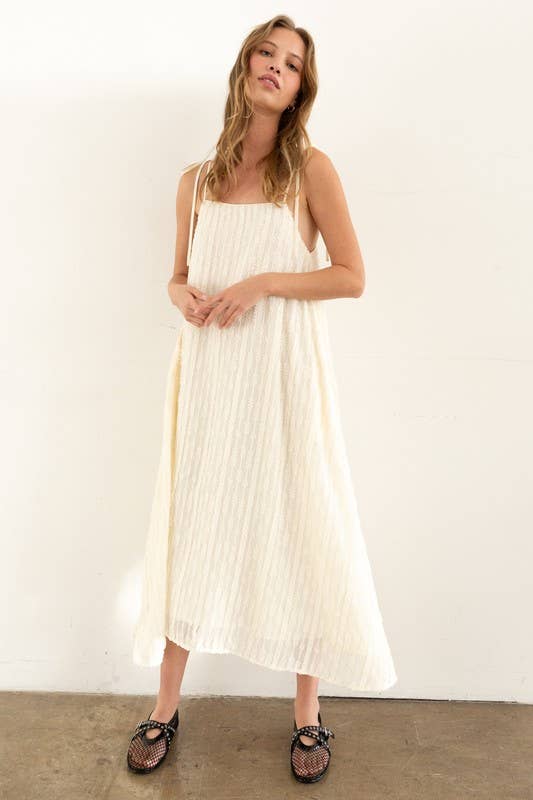 Adjustable Cream Textured Dress