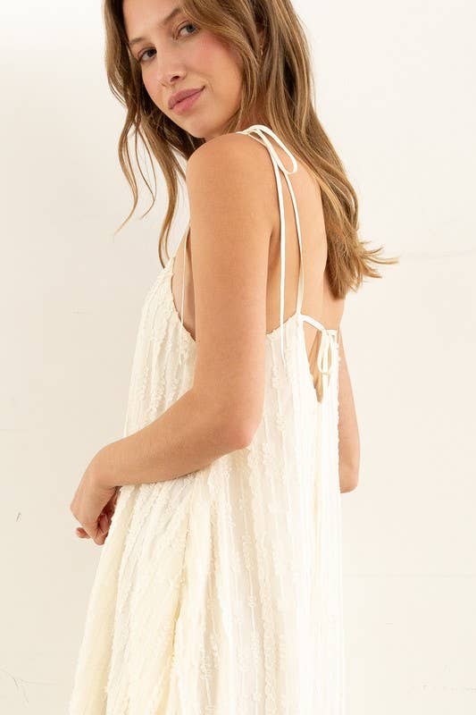 Adjustable Cream Textured Dress