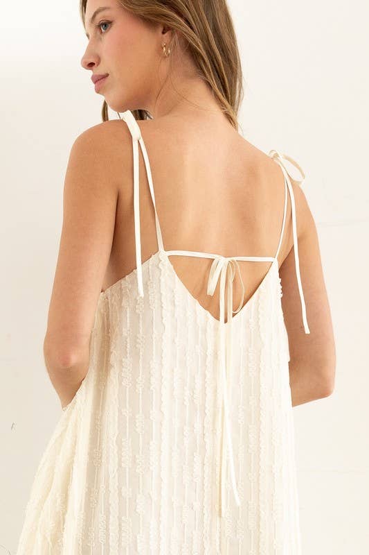 Adjustable Cream Textured Dress