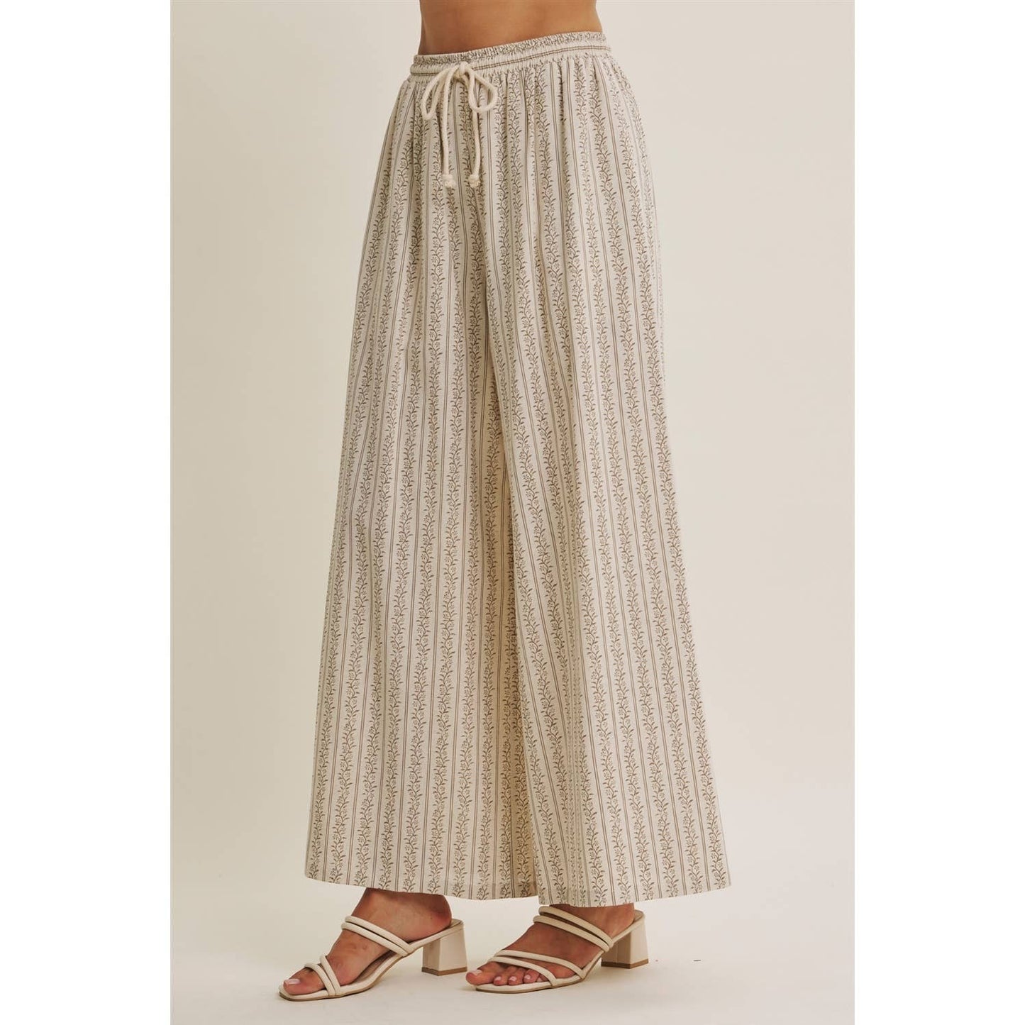 Gentle Breeze Floral Strip Wide Leg Pants