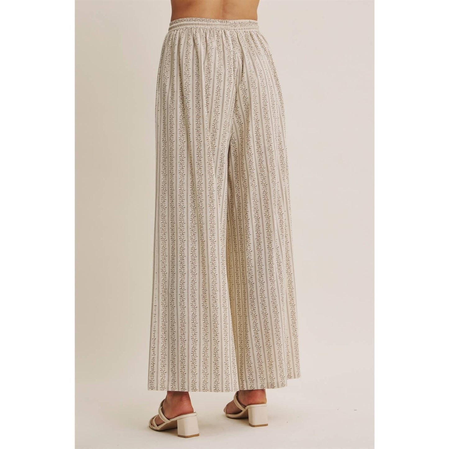 Gentle Breeze Floral Strip Wide Leg Pants
