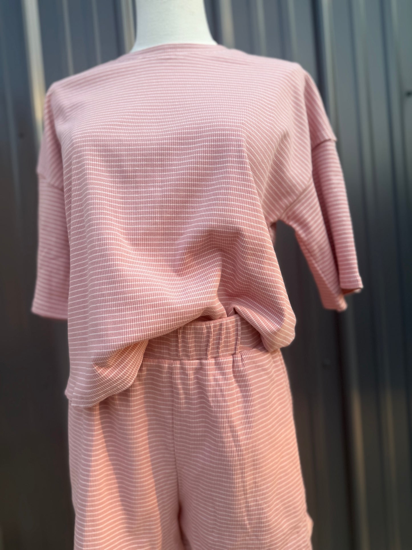 Striped Knit Two-Piece Lounge Set