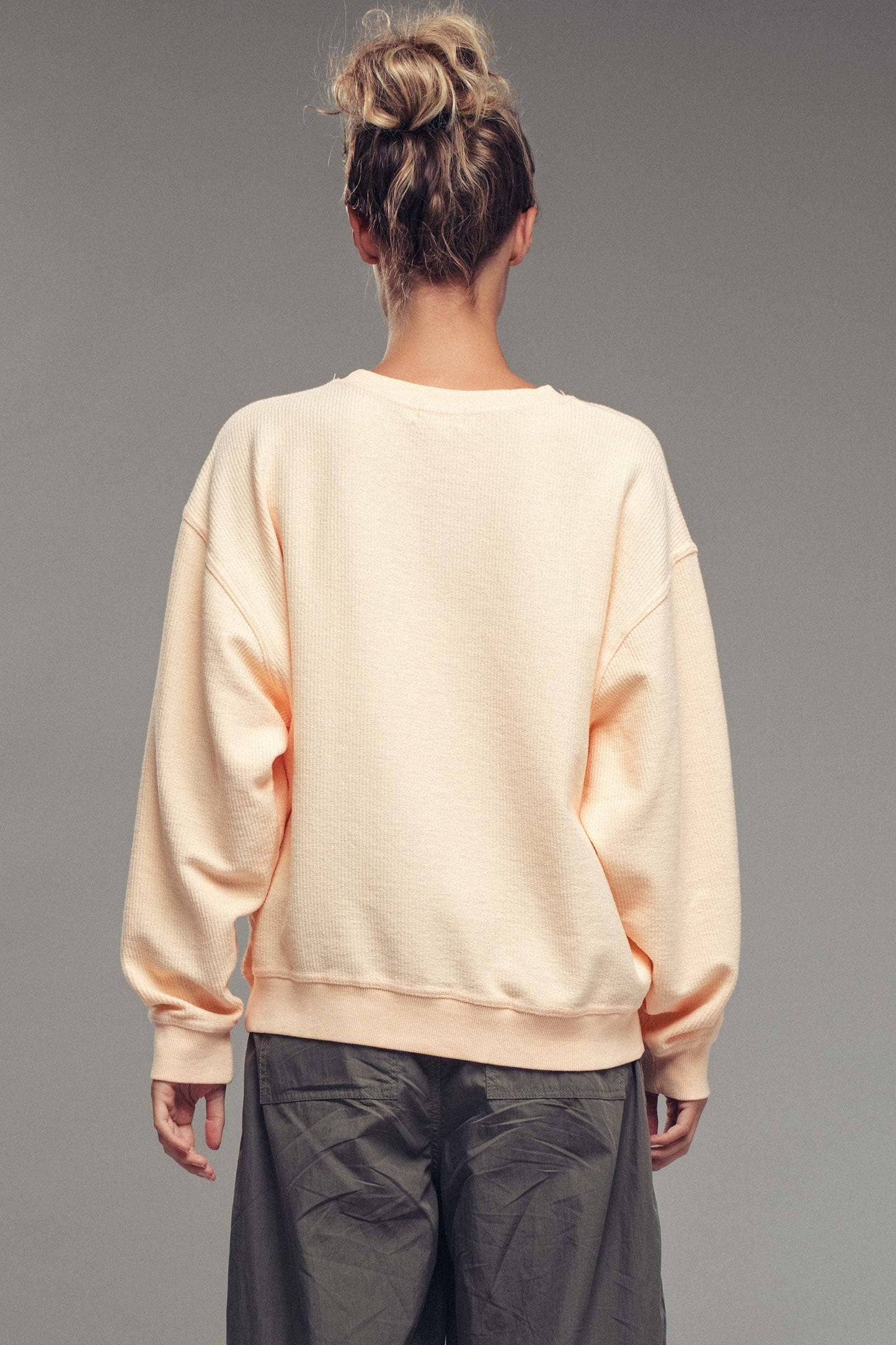 Peach Oversized Vintage Wash Ribbed Cotton Sweater