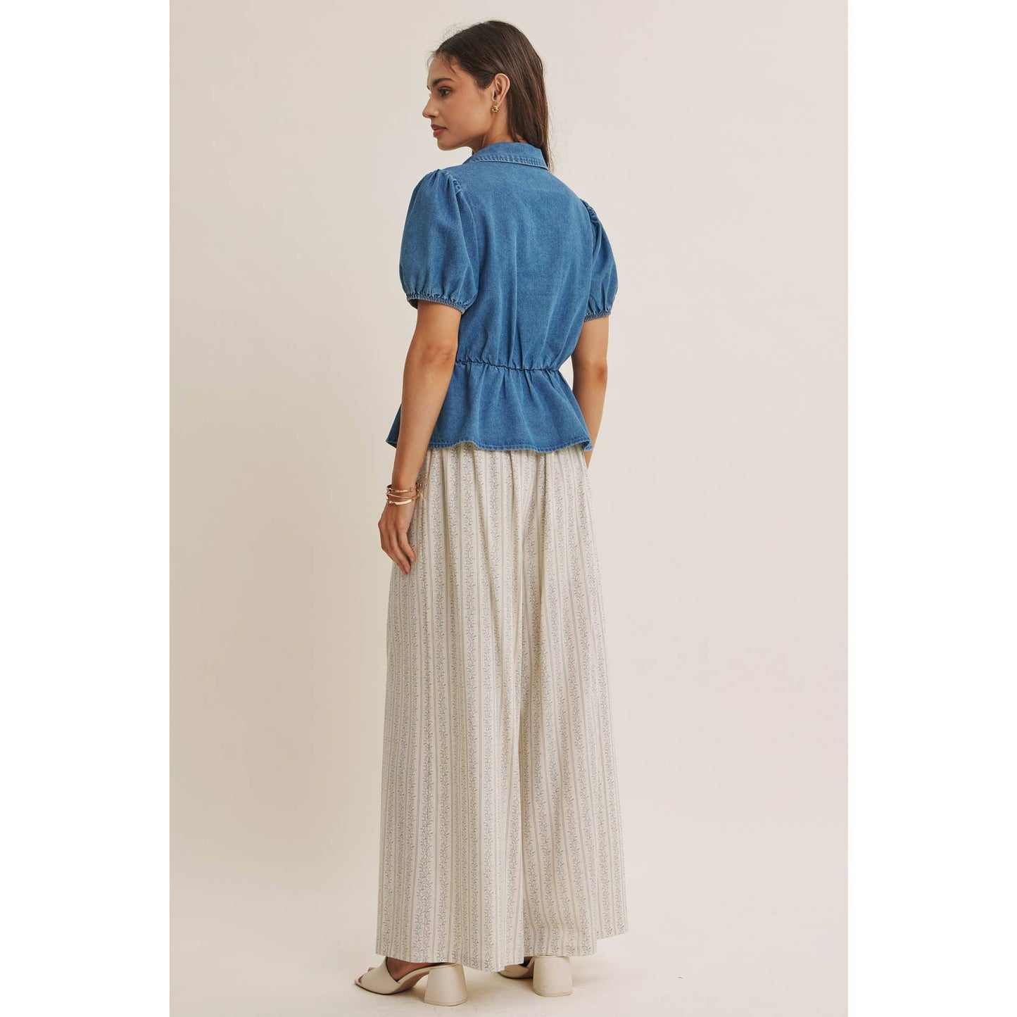 Gentle Breeze Floral Strip Wide Leg Pants