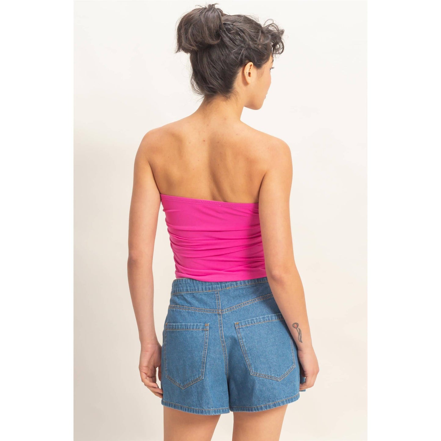 Fuchsia Ruched Bandeau Top