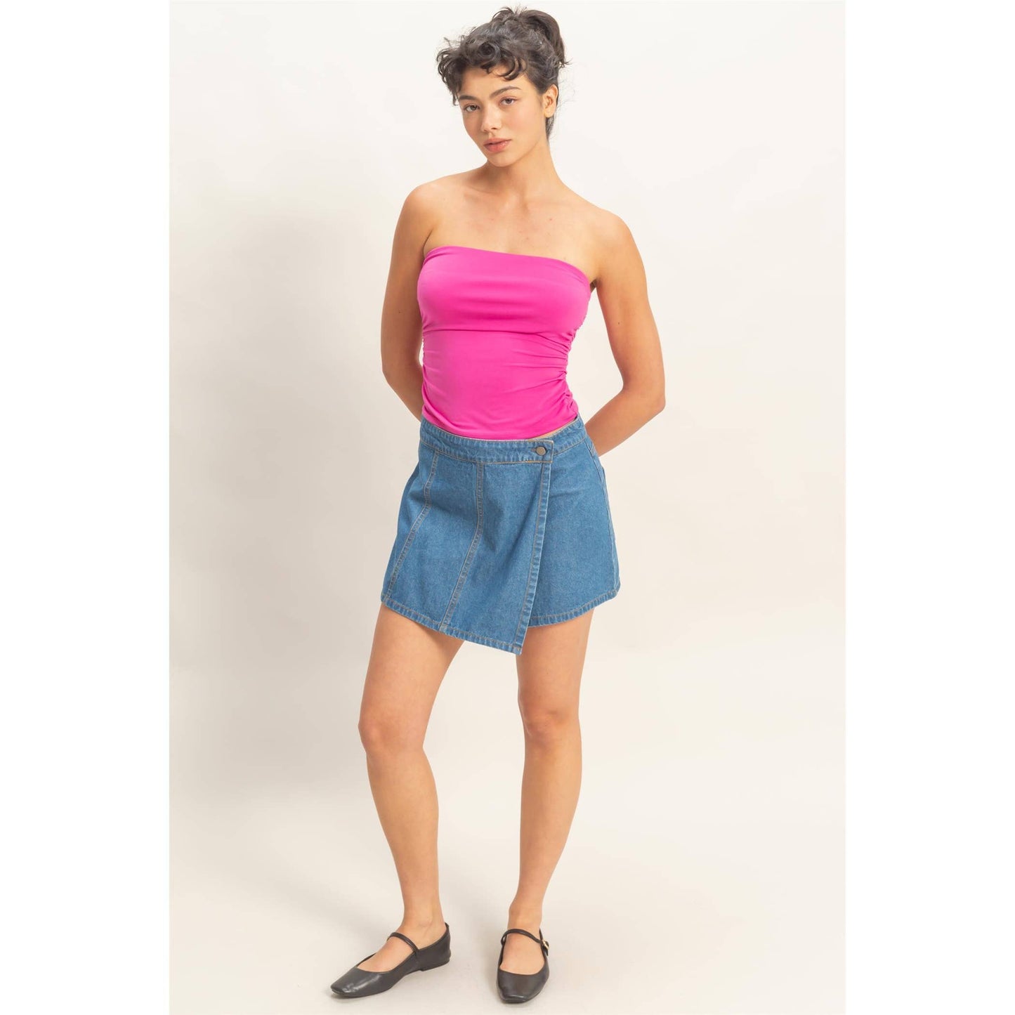 Fuchsia Ruched Bandeau Top