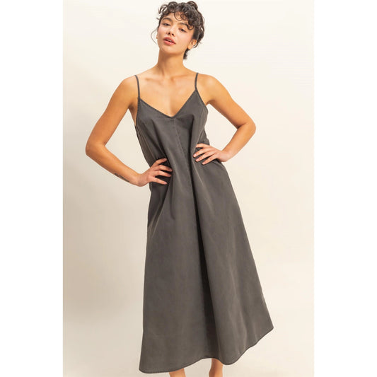 Dyed V-neck Loose Maxi Dress