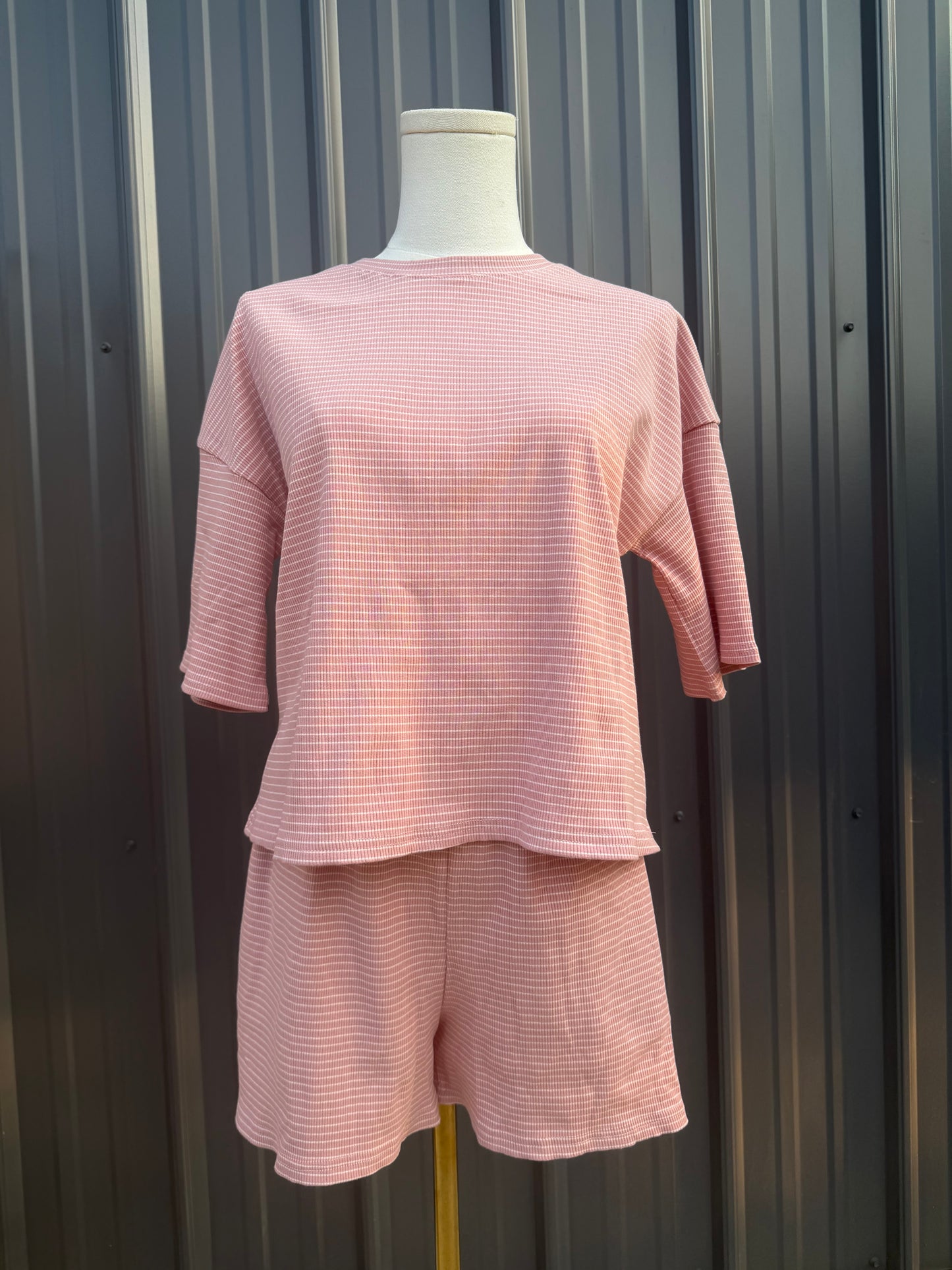 Striped Knit Two-Piece Lounge Set