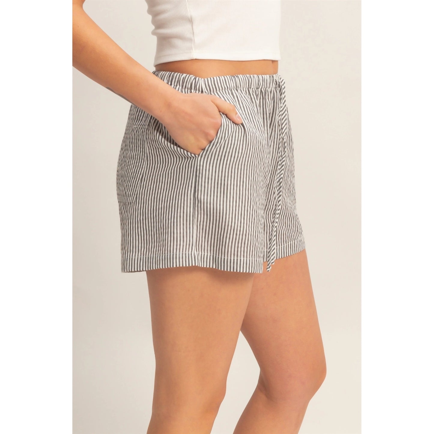 Striped Drawstring Waist Shorts