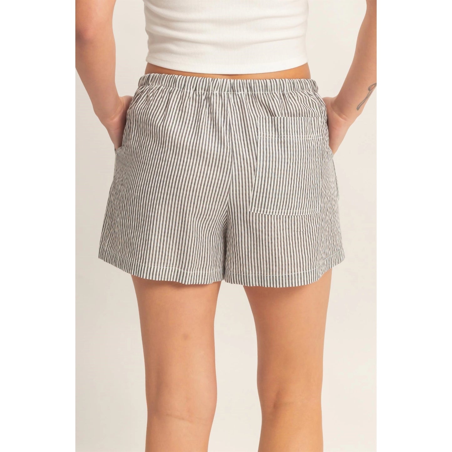 Striped Drawstring Waist Shorts