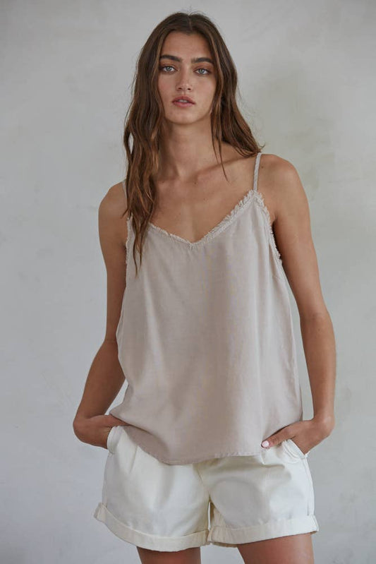 Woven Linen V-Neck Top