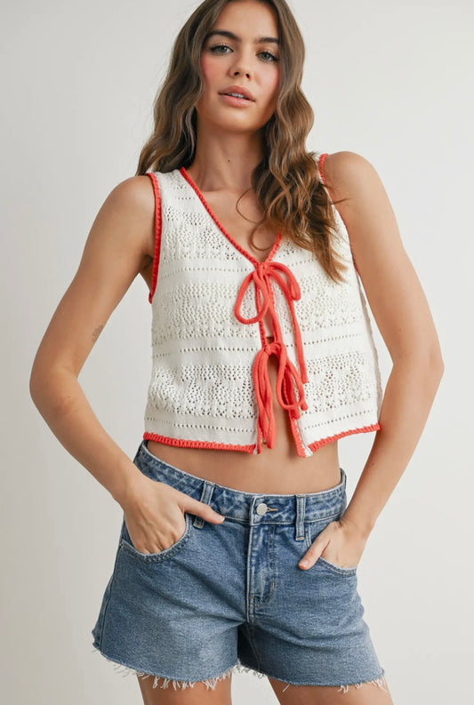 Crochet Tie Front Top