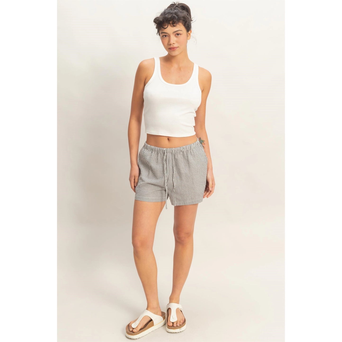 Striped Drawstring Waist Shorts
