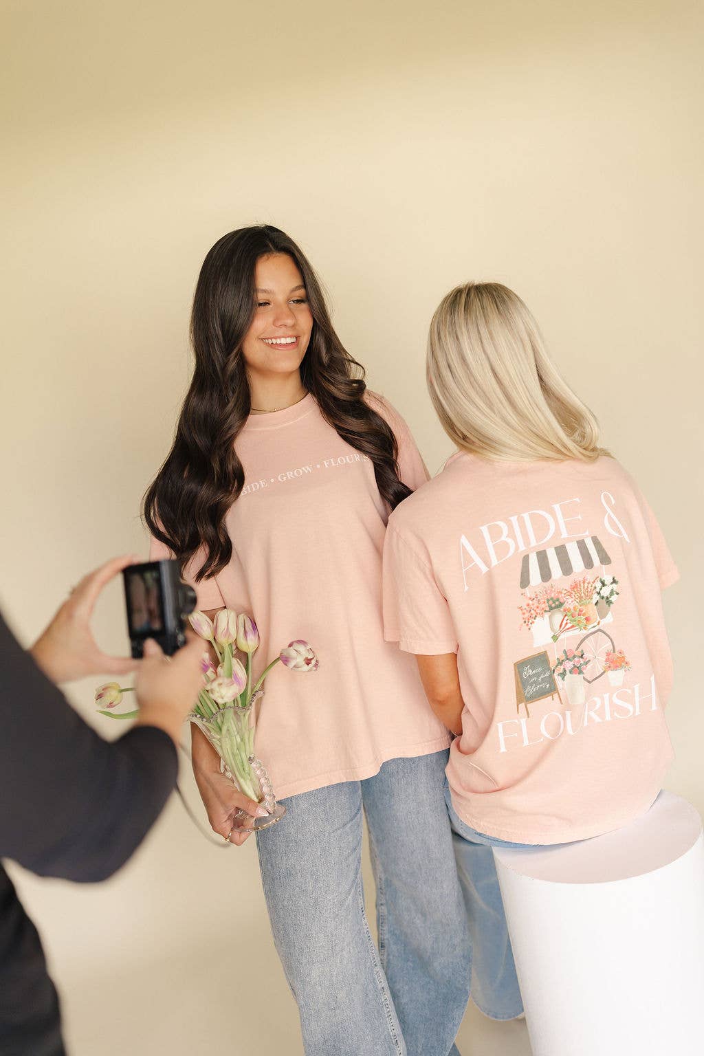Abide and Flourish Floral Cart Graphic Tee