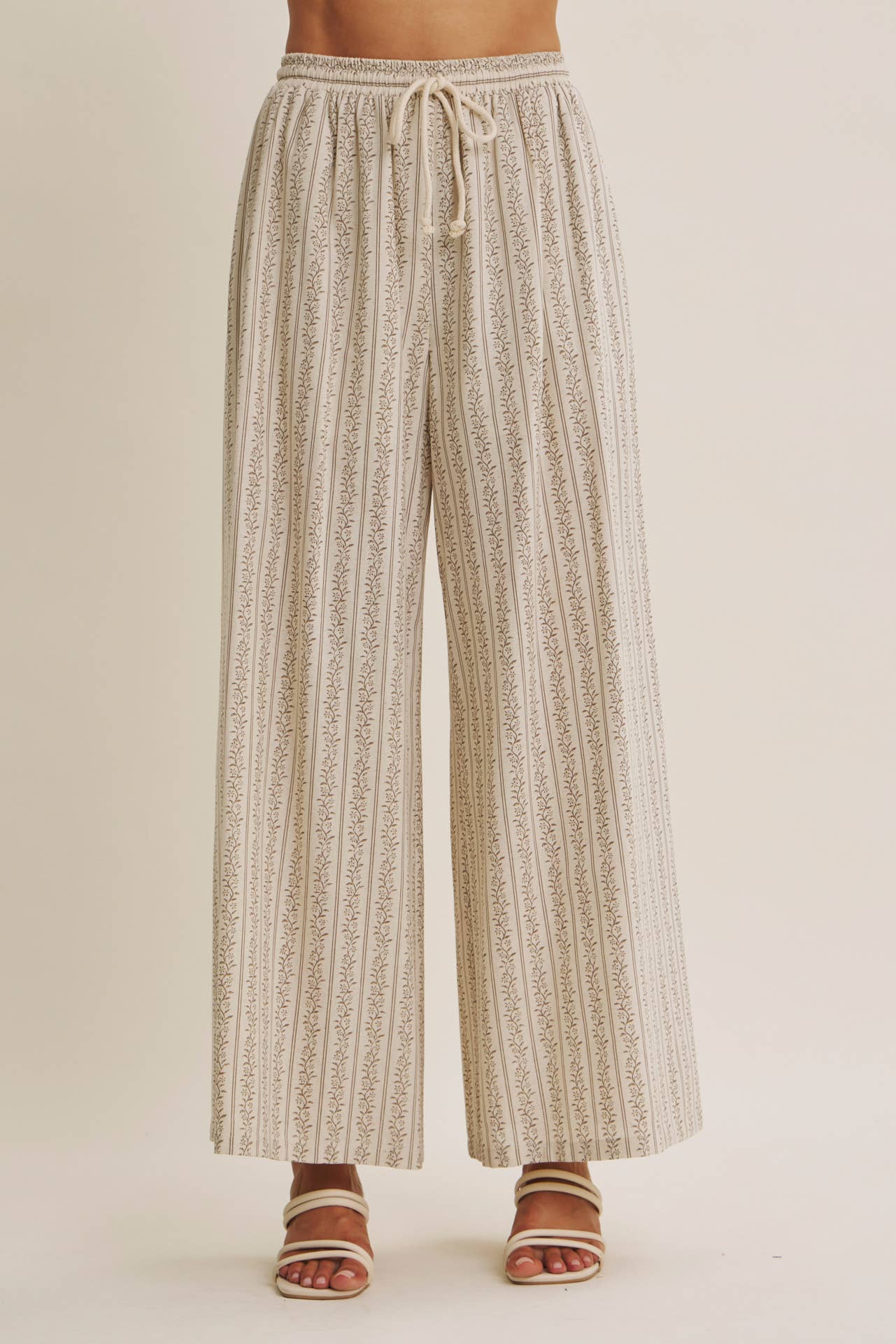 Gentle Breeze Floral Strip Wide Leg Pants