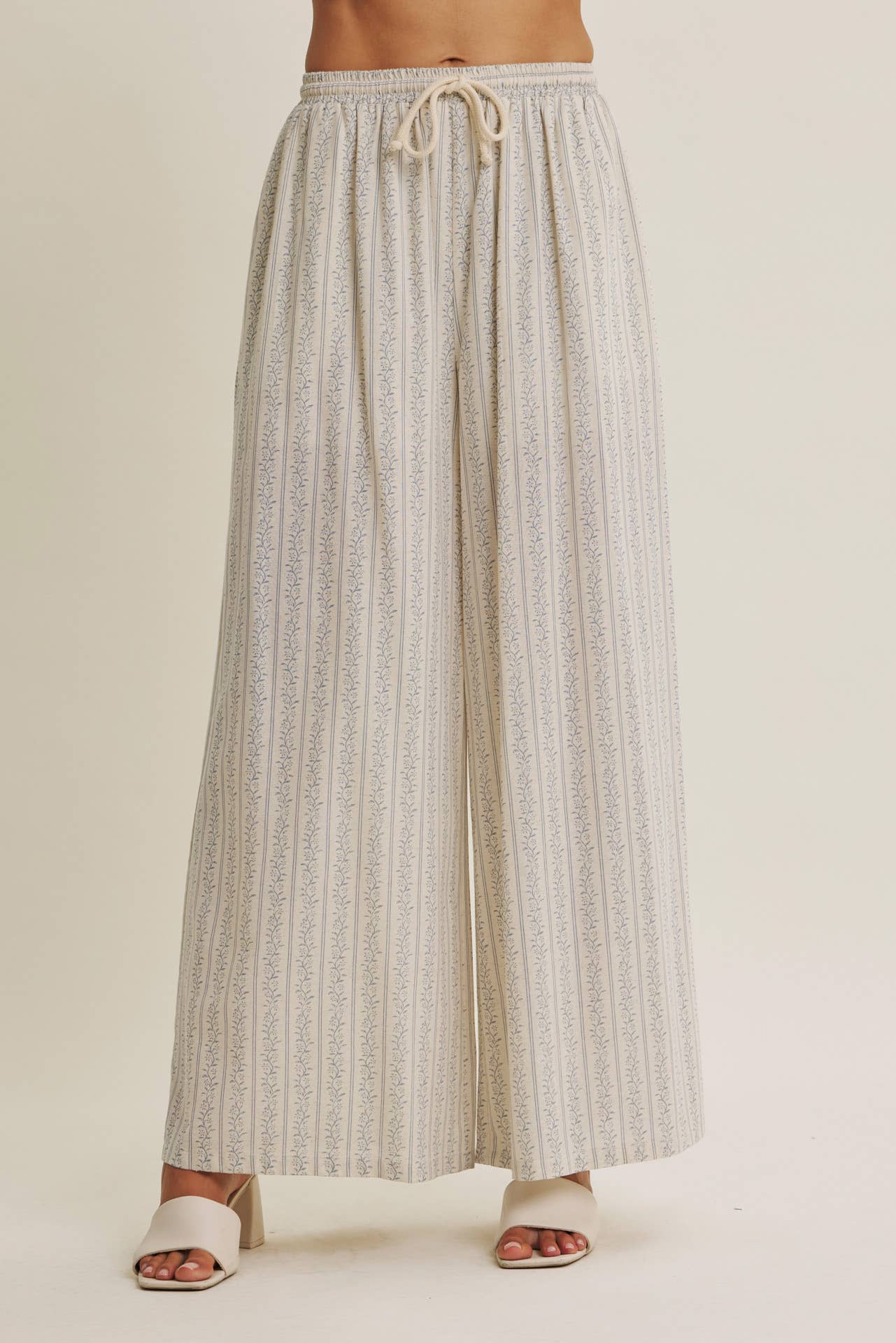 Gentle Breeze Floral Strip Wide Leg Pants