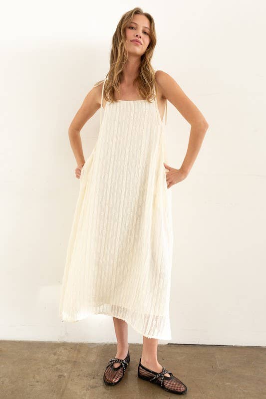 Adjustable Cream Textured Dress