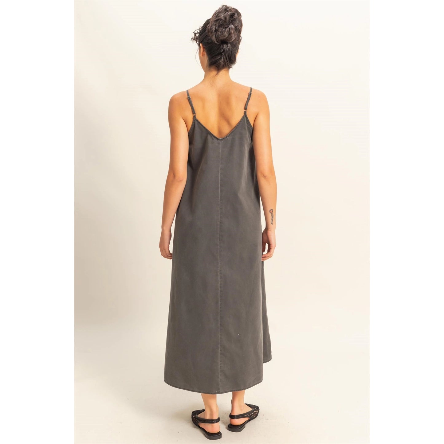 Dyed V-neck Loose Maxi Dress