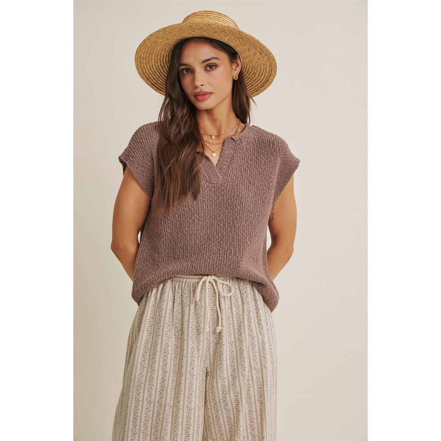 Gentle Breeze Floral Strip Wide Leg Pants