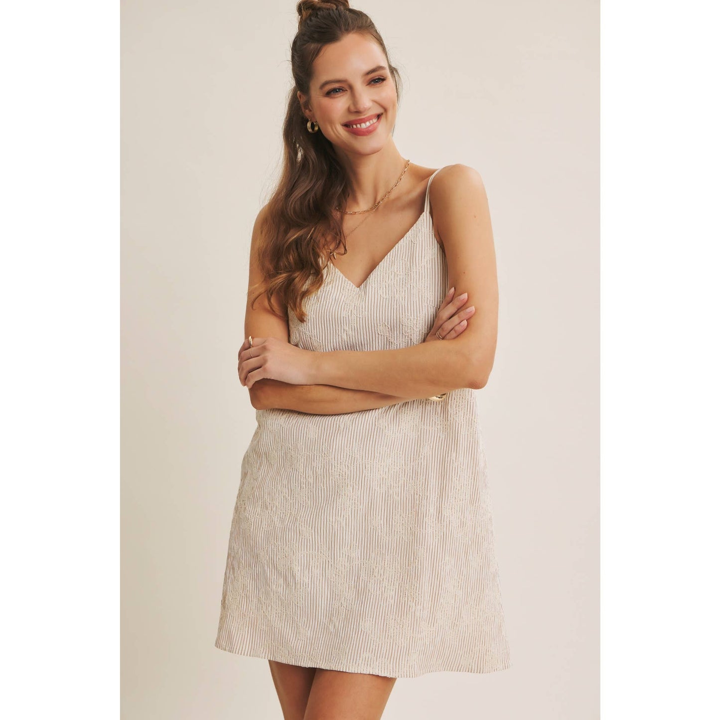 Embroidered Detail Mini Dress