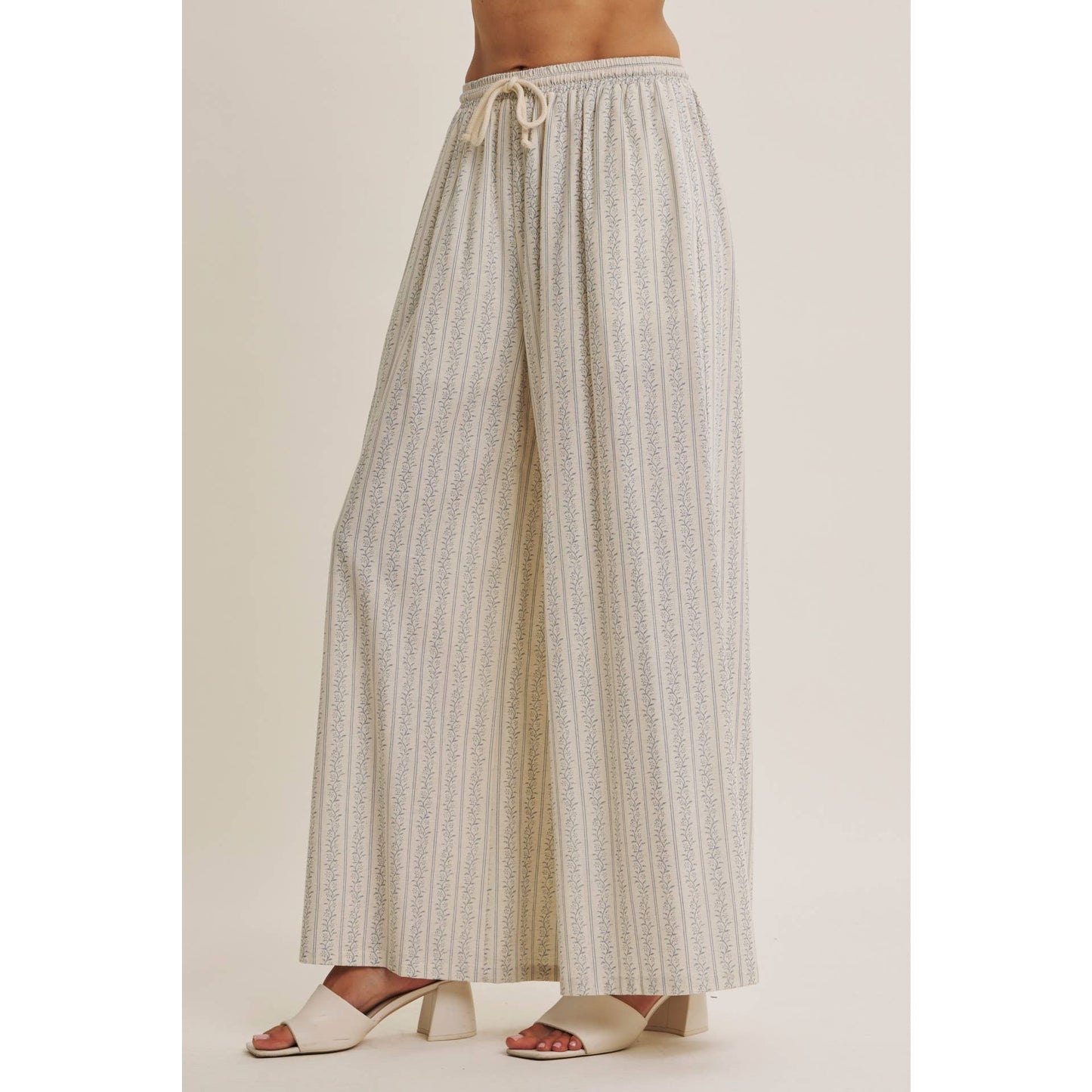 Gentle Breeze Floral Strip Wide Leg Pants